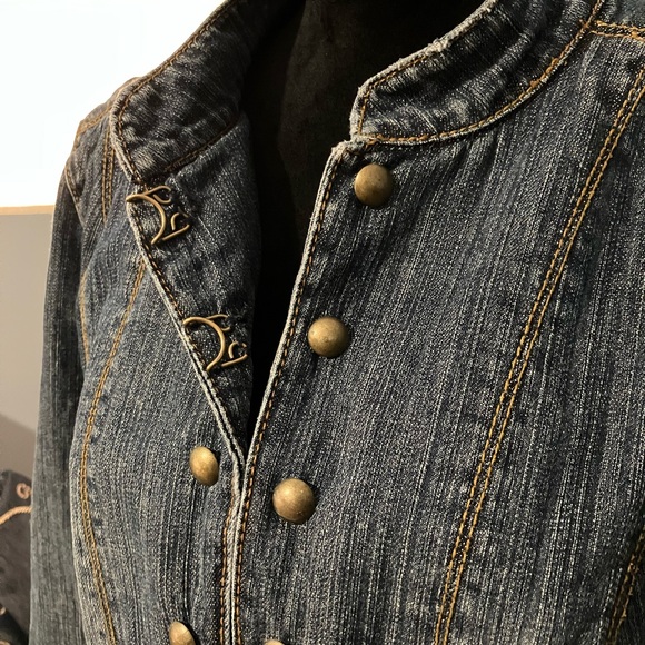 VTG Faded Glory Denim Studded Jacket Size 18W/20W Dark Wash Statement Piece - Picture 6 of 8